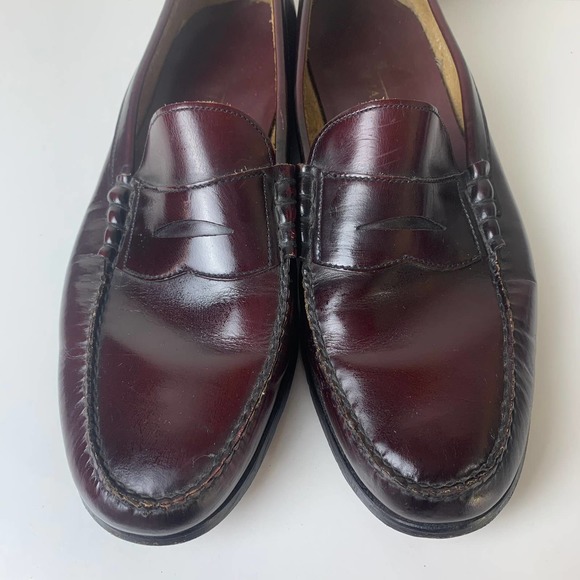 Bostonian Men's Leather Penny Loafer Shoes Pinch Mocassin Toe Burgundy Size 13 D - Picture 4 of 15